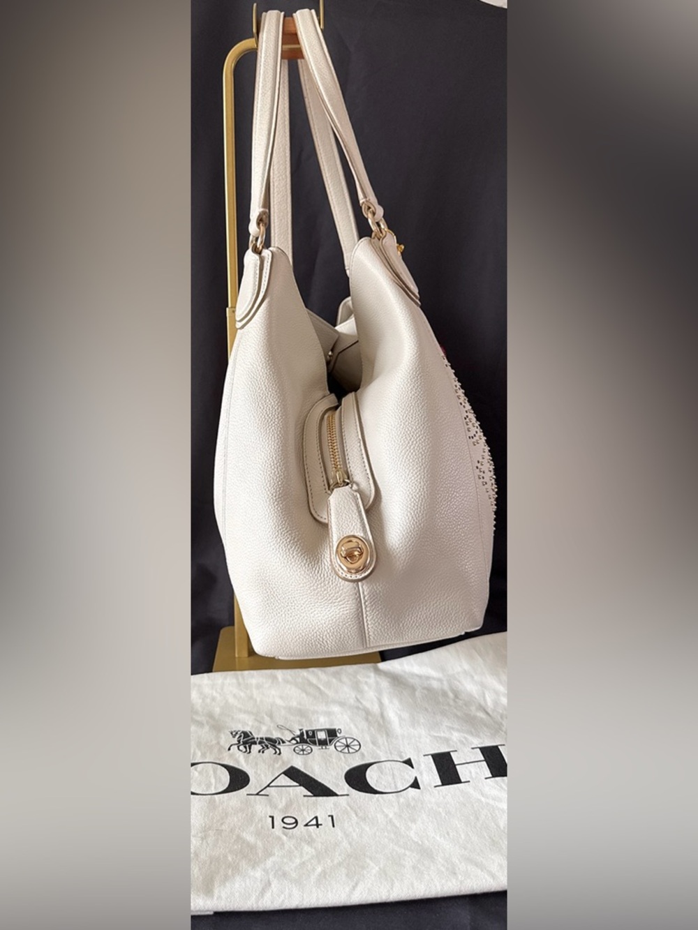 Coach Edie Mini Stud Shoulder Bag with Cherry Charm & Dust Bag - Picture 4 of 16